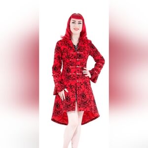 H & R Gothic Red Floral Women's Coat